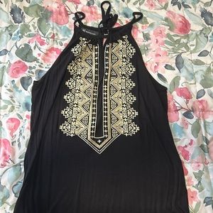 I-N-C Size M black sleeveless top with gold beading detailing